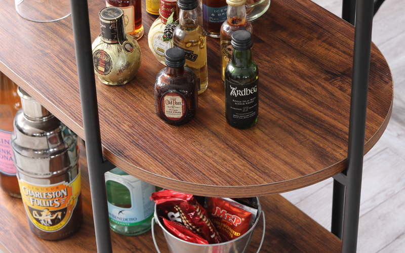 Rattan World RST030BK インダストリアル オーバル3段ラック ブラック