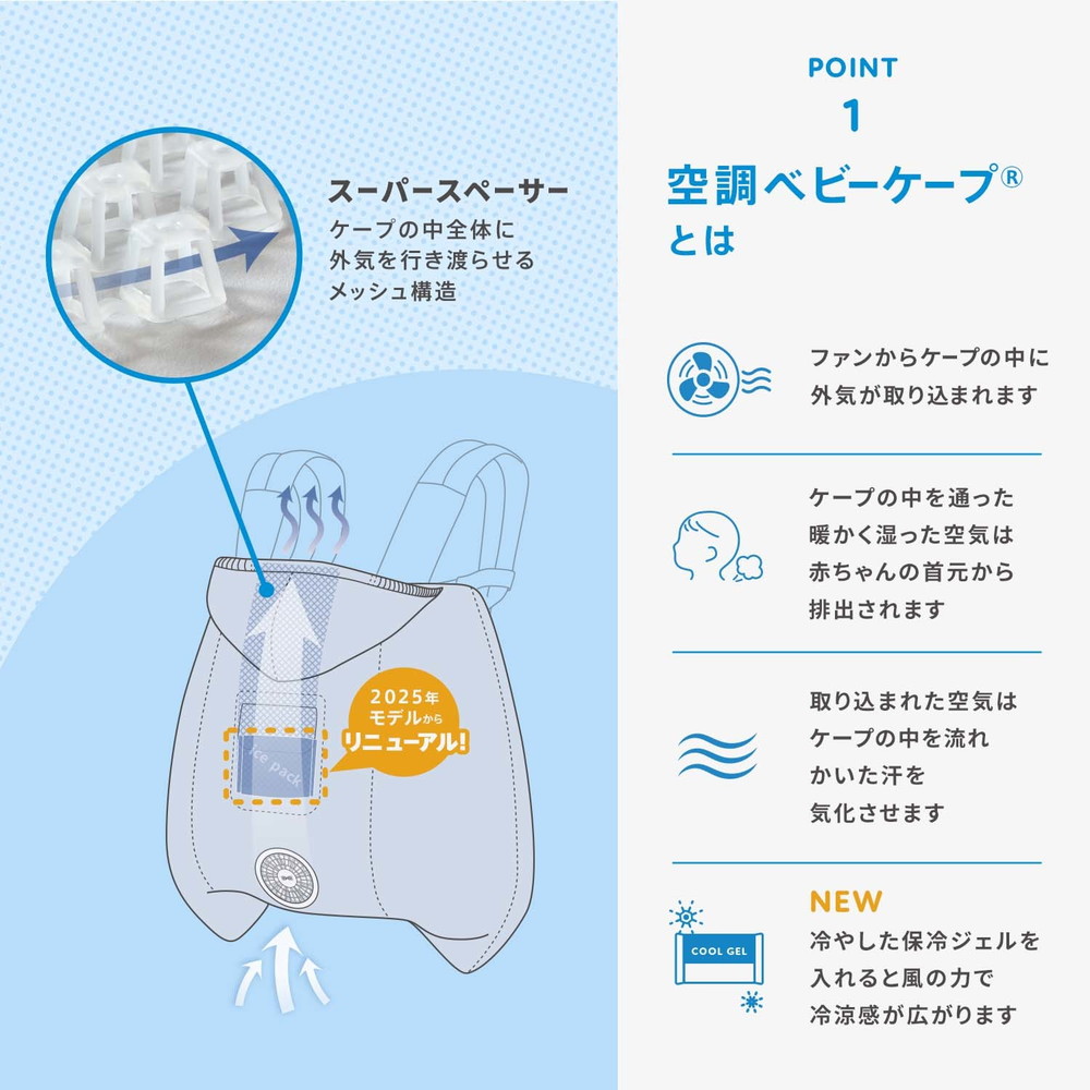 ベビーホッパー 空調ベビーケープR 保冷ジェル付 詳細画像2