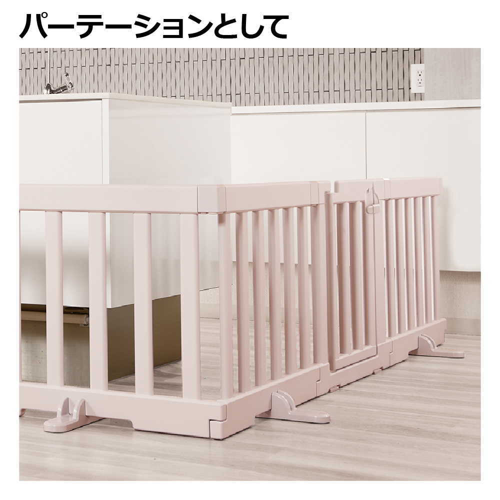 パーテーションにも使えるベビーサークル 10枚セット ドア付 ライトグレー 120514 詳細画像2
