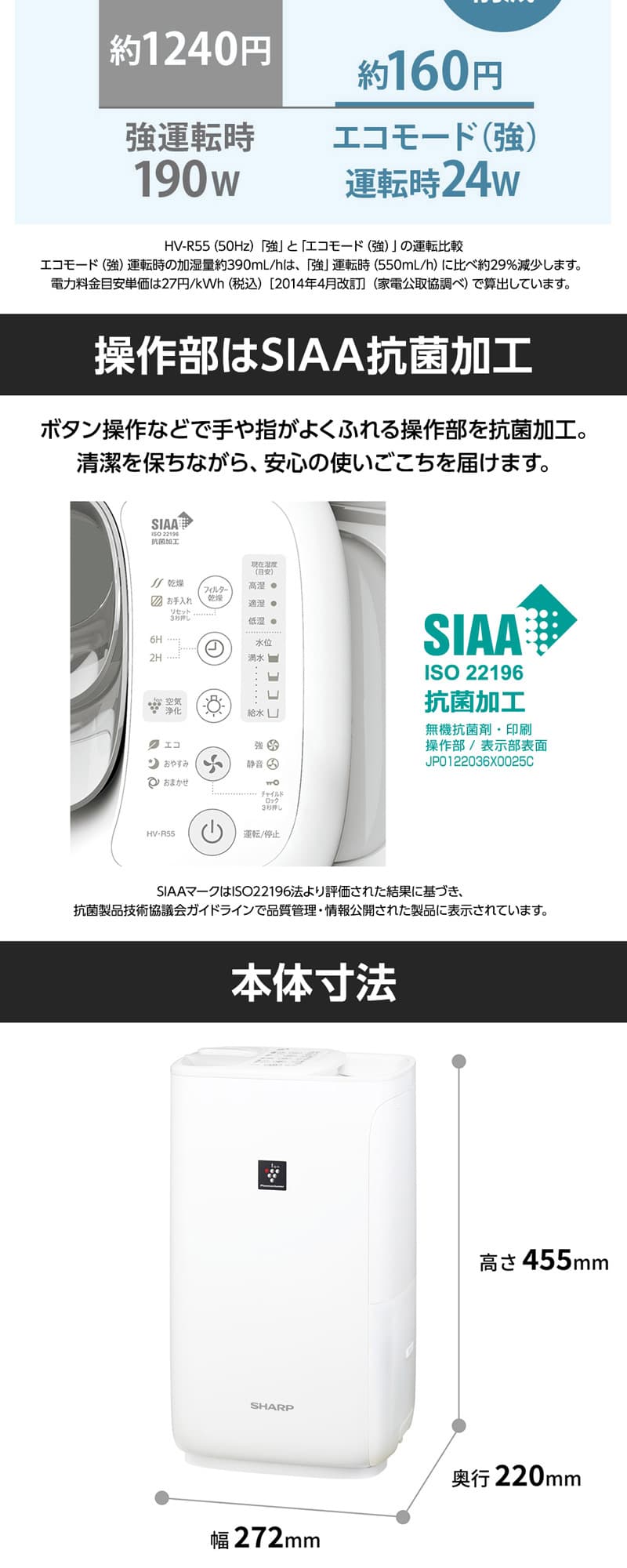 2022新入荷 SHARP 加湿器 HV-R55 2023.11購入品 - 冷暖房/空調