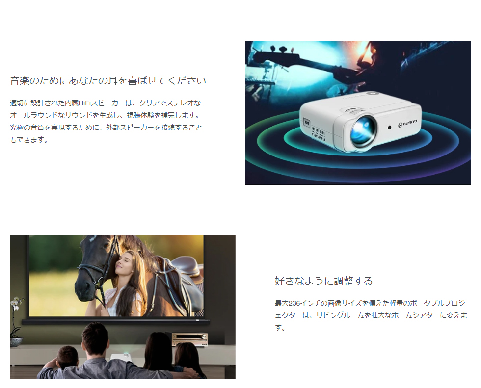 VAN KYO Leisure 430 mini projektor do kina domowego, obsługa 1080p Full HD  z 60 000 godzin LED, kompatybilny z TV Stick, HDMI, SD, AV, VGA, USB, PS4,  X-Box, iOS/Android : Amazon.pl: