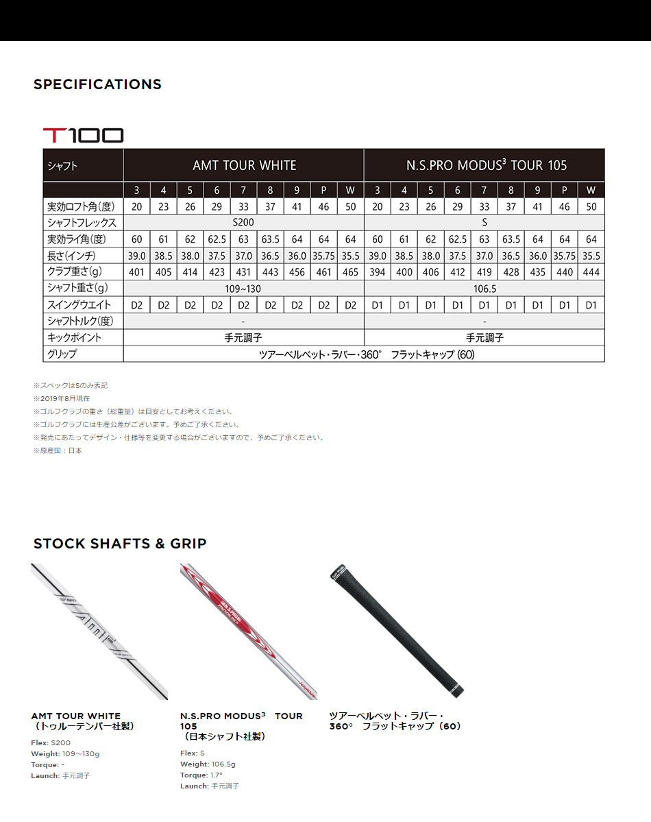 日本正規品】 タイトリスト(Titleist) T100 アイアンセット5本組(#6-PW